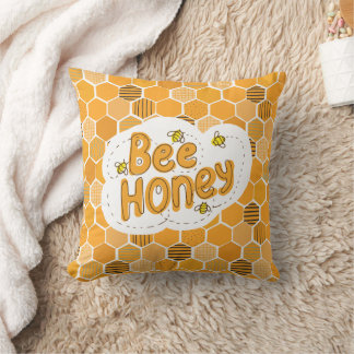 Coussin Miel d'abeille jaune noir
