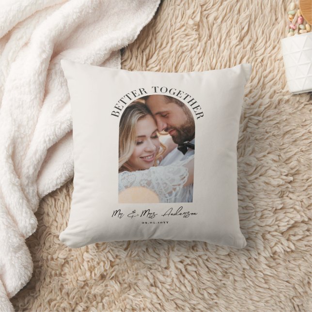 Coussin Mieux ensemble arche photo mariage cadeau décorati (Couverture)
