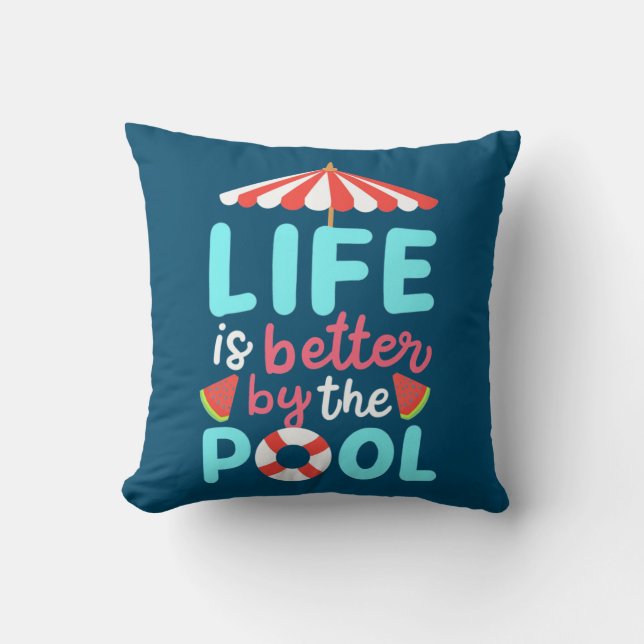 Coussin Mieux Vivre Au Bord De La Piscine (Recto)