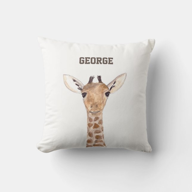Coussin Mignon bébé girafe animaux aquarelle Jungle  (Recto)
