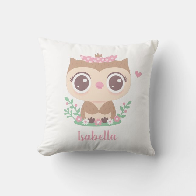 Coussin Mignon bébé hibou avec noeud papillon pour la nurs (Recto)