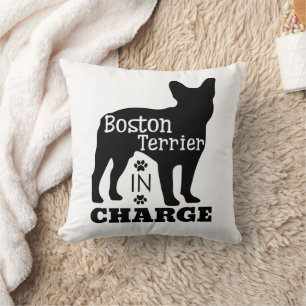 Coussin Mignon cadeau de Boston Terrier Chien en noir et b