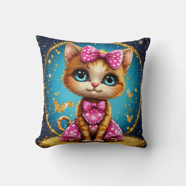 Coussin Mignon chaton de dessin animé (Recto)