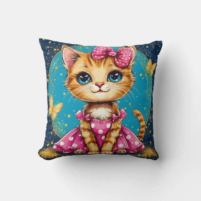 Coussin Mignon chaton de dessin animé (Recto)