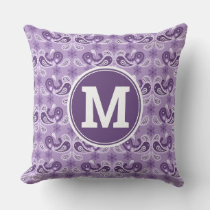 Coussin Mignon Chic Décontracté Violet et blanc Paisley Mo