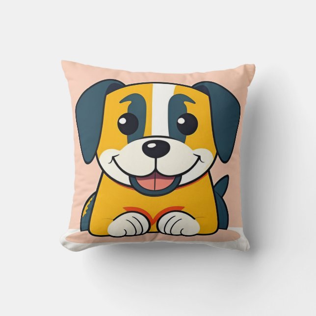 Coussin Mignon chiot de dessin animé pour chambre d'enfant (Recto)