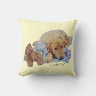Coussin mignon chiot de récupération d'or bouddin nounours