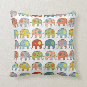 Coussin mignon cirque floral rétro tendance éléphant in