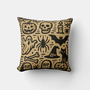 Coussin Mignon citrouille hiéroglyphe ancien et chauve-sou