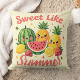 Coussin Mignon comme l'été, jolis amis fruits