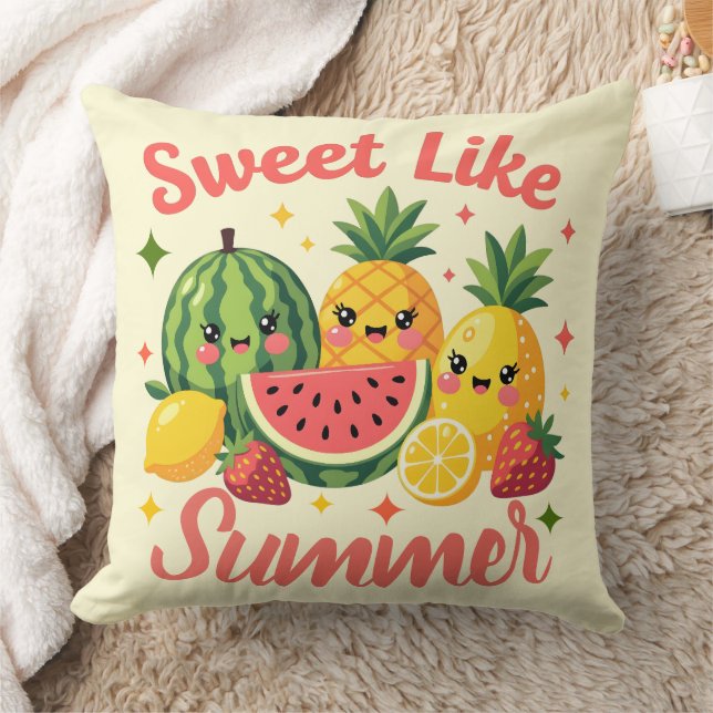 Coussin Mignon comme l'été, jolis amis fruits (Couverture)