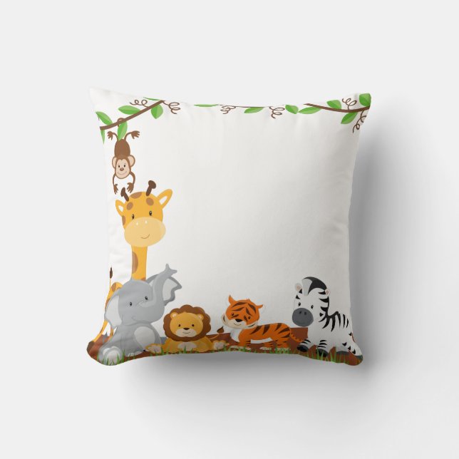 Coussin mignon d'animaux de bébé de jungle (Recto)