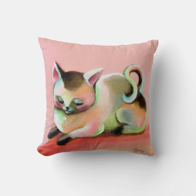 Coussin mignon d'arc-en-ciel de kitsch rose de (Recto)
