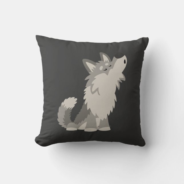 Coussin mignon de loup de bande dessinée (Recto)