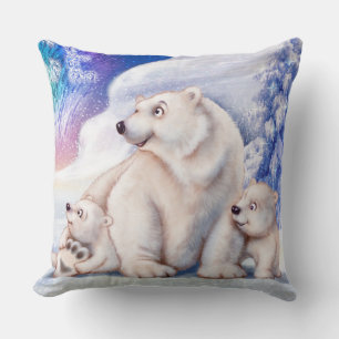 Coussin mignon de l'ours polaire et des oursons