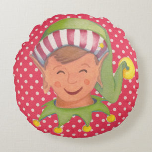 Coussin mignon de Noël d'Elf de garçon