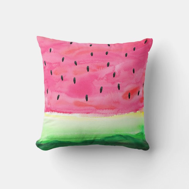 Coussin mignon de pastèque d'aquarelle (Recto)