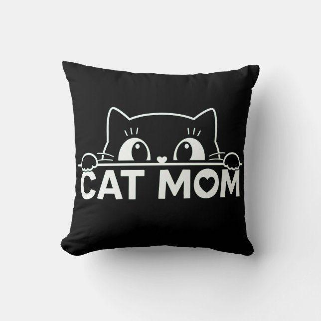 Coussin Mignon design simple femme amateur de chat noir ma (Recto)