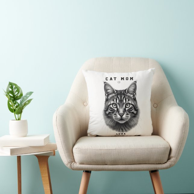 Coussin Mignon Design Simple Personnalisé Maman Chat Chato (Chaise)