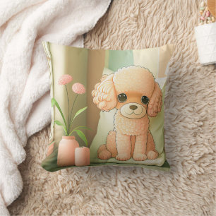 Coussin Mignon Dessin de Chiot Caniche Adorable