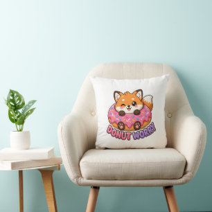 Coussin Mignon Donut Renard Kawaii Ne T'inquiète Pas Pun D