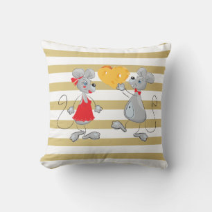 Coussin Mignon Drôle Fantaisiste Souris-Rayures