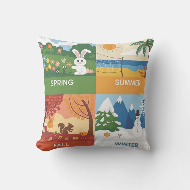 Coussin Mignon & Éducatif Design 4 Saisons (Recto)