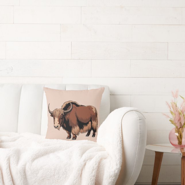 Coussin Mignon et adorable Yak marron  (Canapé)