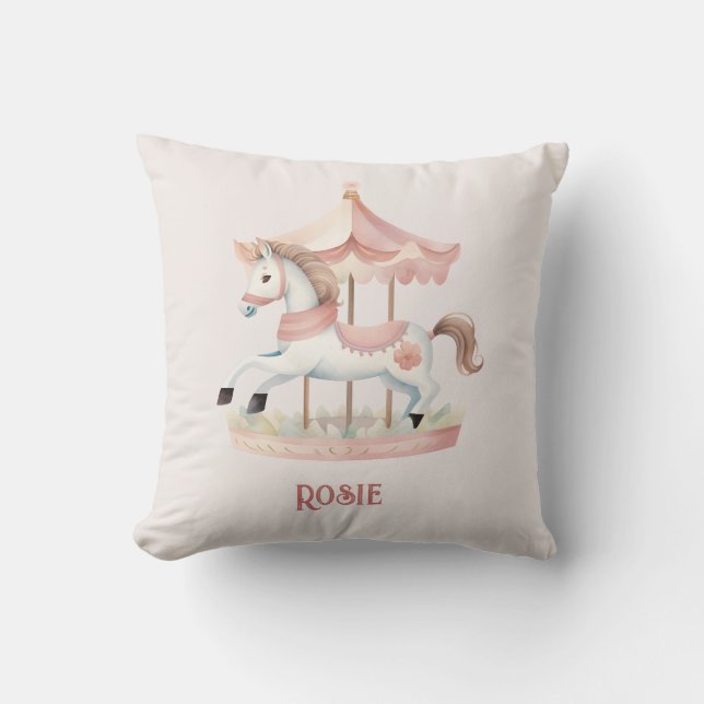 Coussin Mignon et amusant carrousel de cirque rose pour en (Recto)