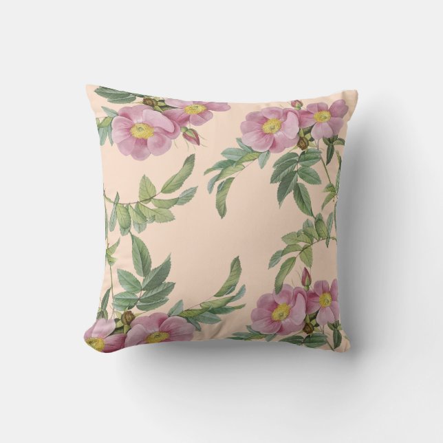 Coussin mignon fleurs roses moderne (Recto)
