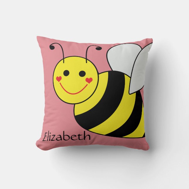 Coussin Mignon gaffez l'abeille personnalisée (Recto)