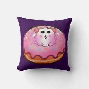 Coussin Mignon Hamster Kawaii dans l'Art de Beignet glacé 