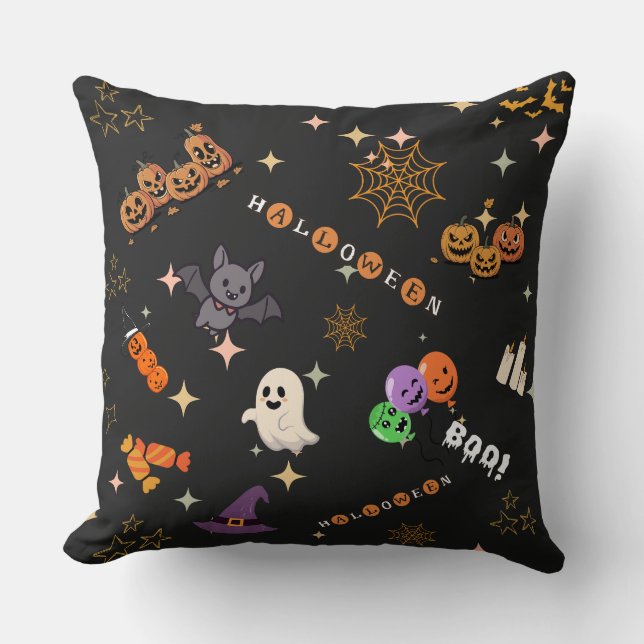 Coussin Mignon Kawaii Halloween Dessins Motif Épouvantable (Recto)
