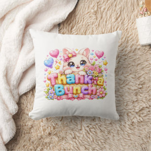Coussin Mignon Kawaii Merci Beaucoup Nom de Chat Rose Past
