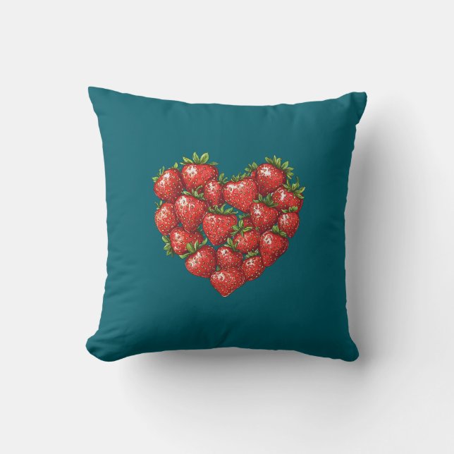 Coussin Mignon Moderne Romantique Chic Coeur de Fraise (Recto)