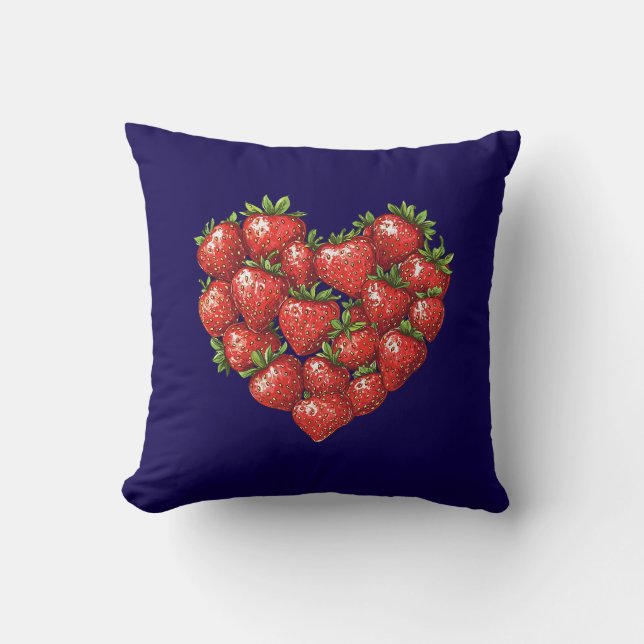 Coussin Mignon Moderne Romantique Chic Coeur de Fraise (Recto)