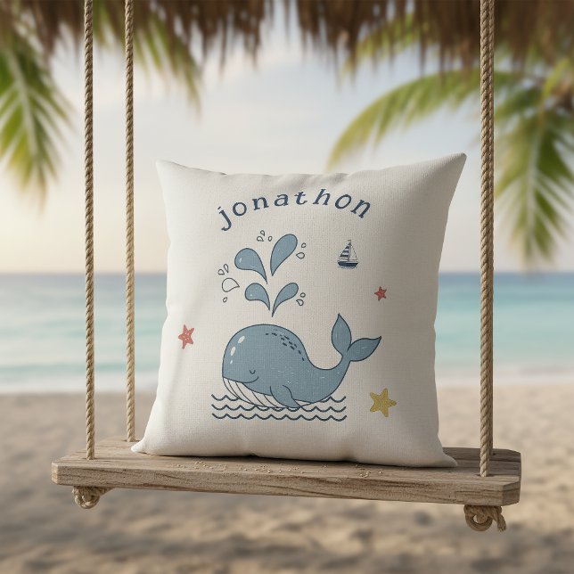 Coussin Mignon motif baleine et vagues ID1251 (Créateur téléchargé)