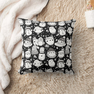 Coussin Mignon motif doodle d'animaux kawaii (3)