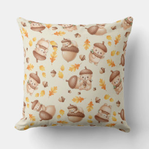 Coussin Mignon motif sans couture d'ours de chêne d'automn