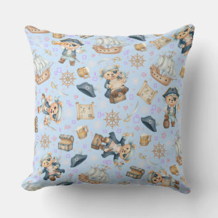 Coussin Mignon motif sans couture d'ours pirate