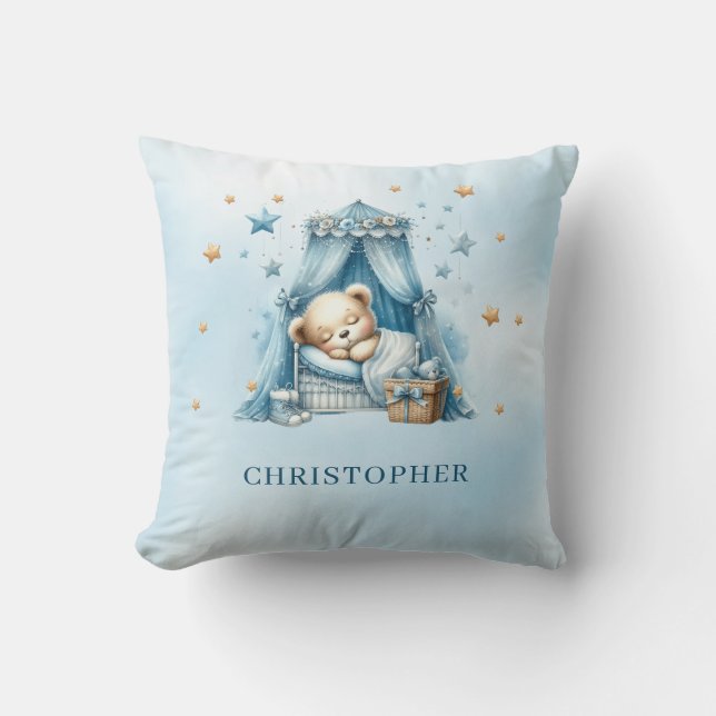 Coussin Mignon ours en peluche endormi au-dessus du nuage (Recto)