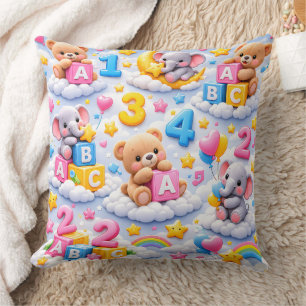 Coussin Mignon ours en peluche et éléphant un jet de couss