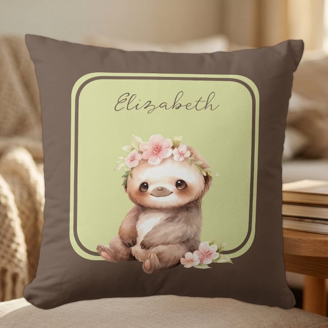 Coussin Mignon paresseux ajouter nom pois vert (Créateur téléchargé)
