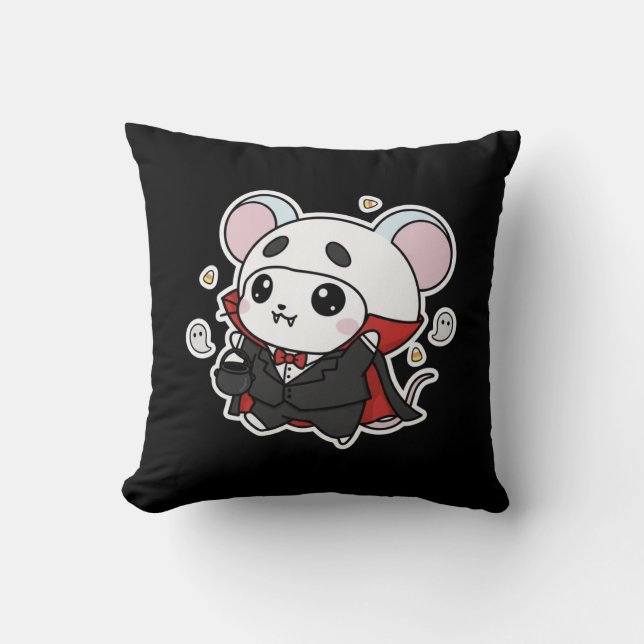 Coussin Mignon petit souris adorable prêt pour Halloween  (Recto)