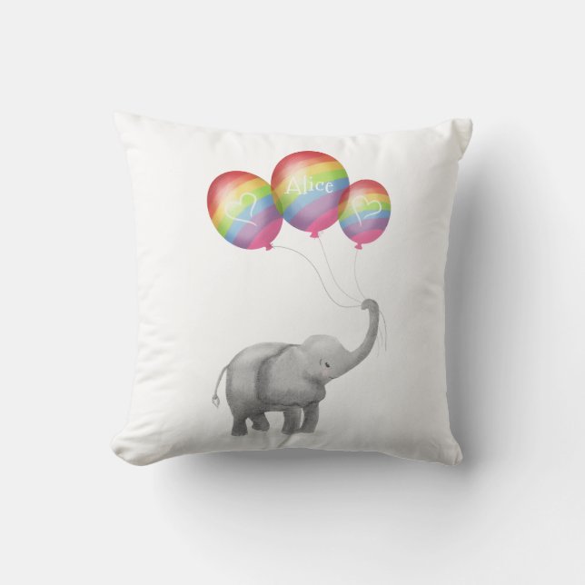 Coussin mignon pour bébé éléphant (arc-en-ciel) (Recto)
