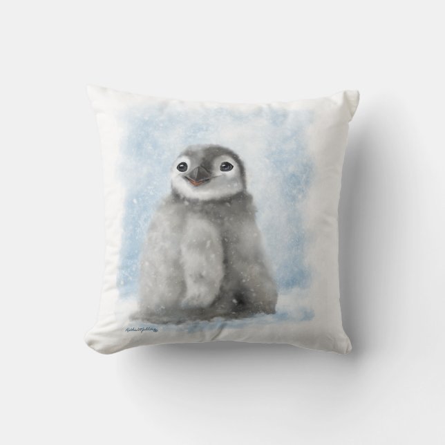 Coussin 	Mignon poussin de pingouin dans le dessin animé d (Recto)