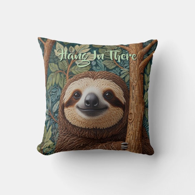 Coussin Mignon rétro boho paresseux Accroche-toi (Recto)