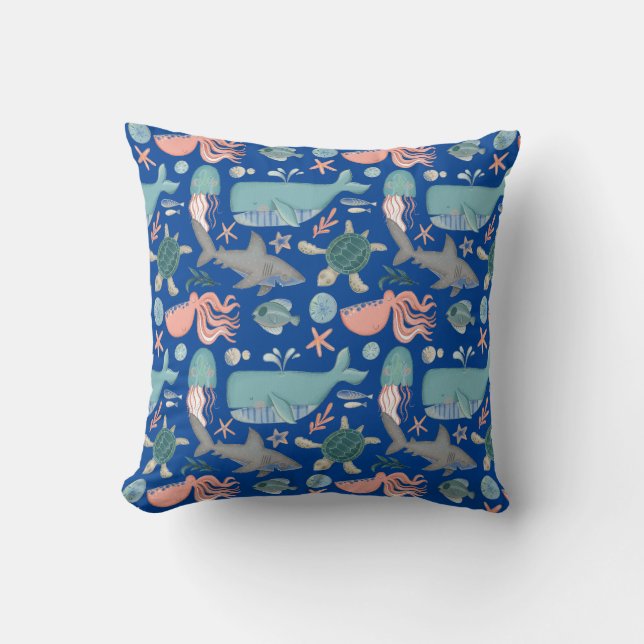 Coussin Mignon Sous Le Motif D'Animaux De Mer (Recto)