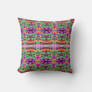 Coussin Mignon tribal néon abstrait symétrique coloré