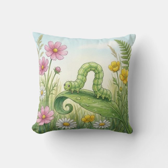 Coussin Mignon ver chenille minuscules insectes  (Recto)